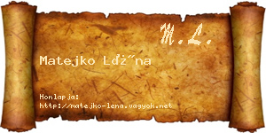 Matejko Léna névjegykártya